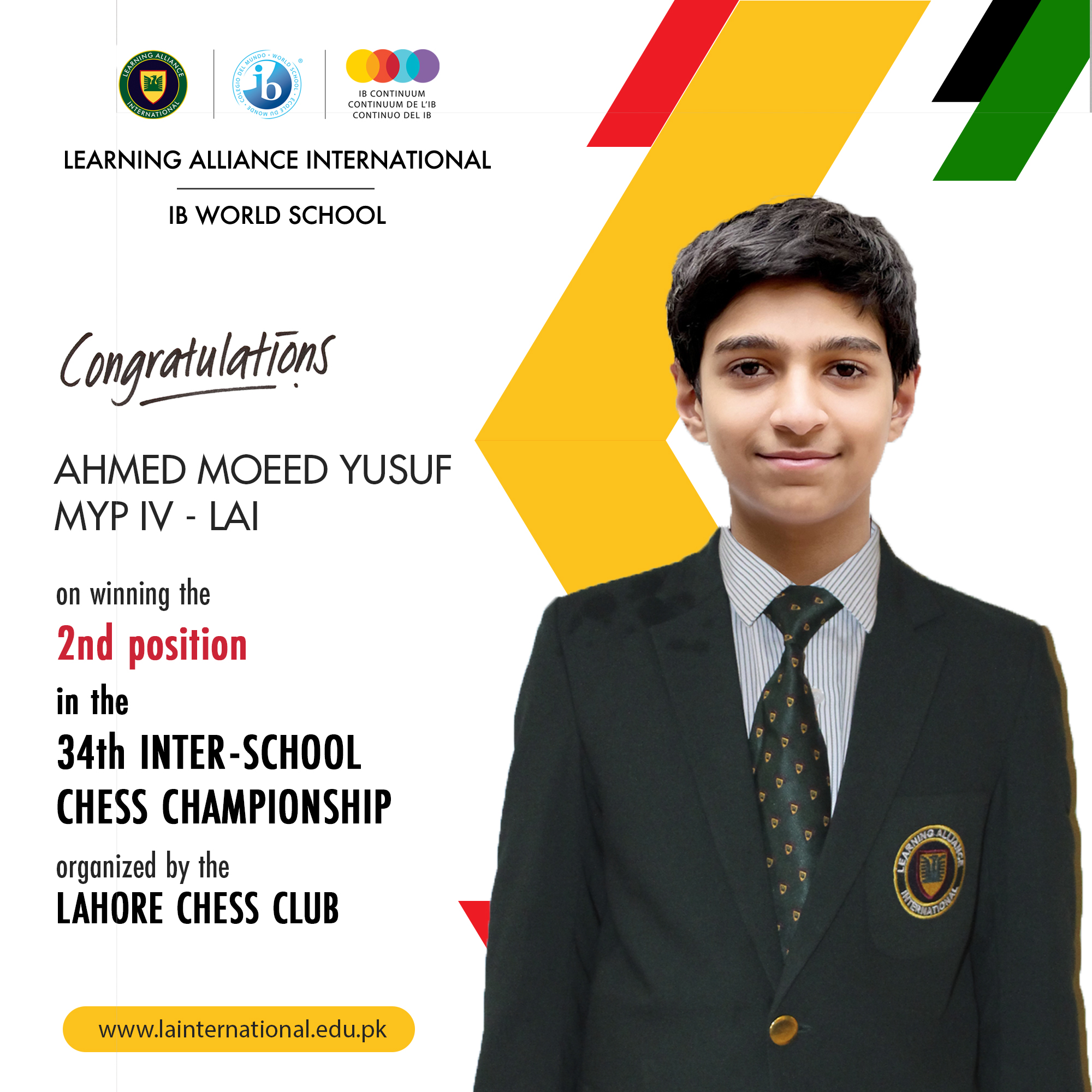 2nd Place in the 34th Inter-school Chess Championship